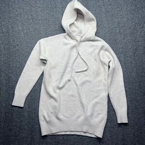 Uniqlo Knit Hoodie Womens Small Cream Off White Wool Blend Pullover Sweater